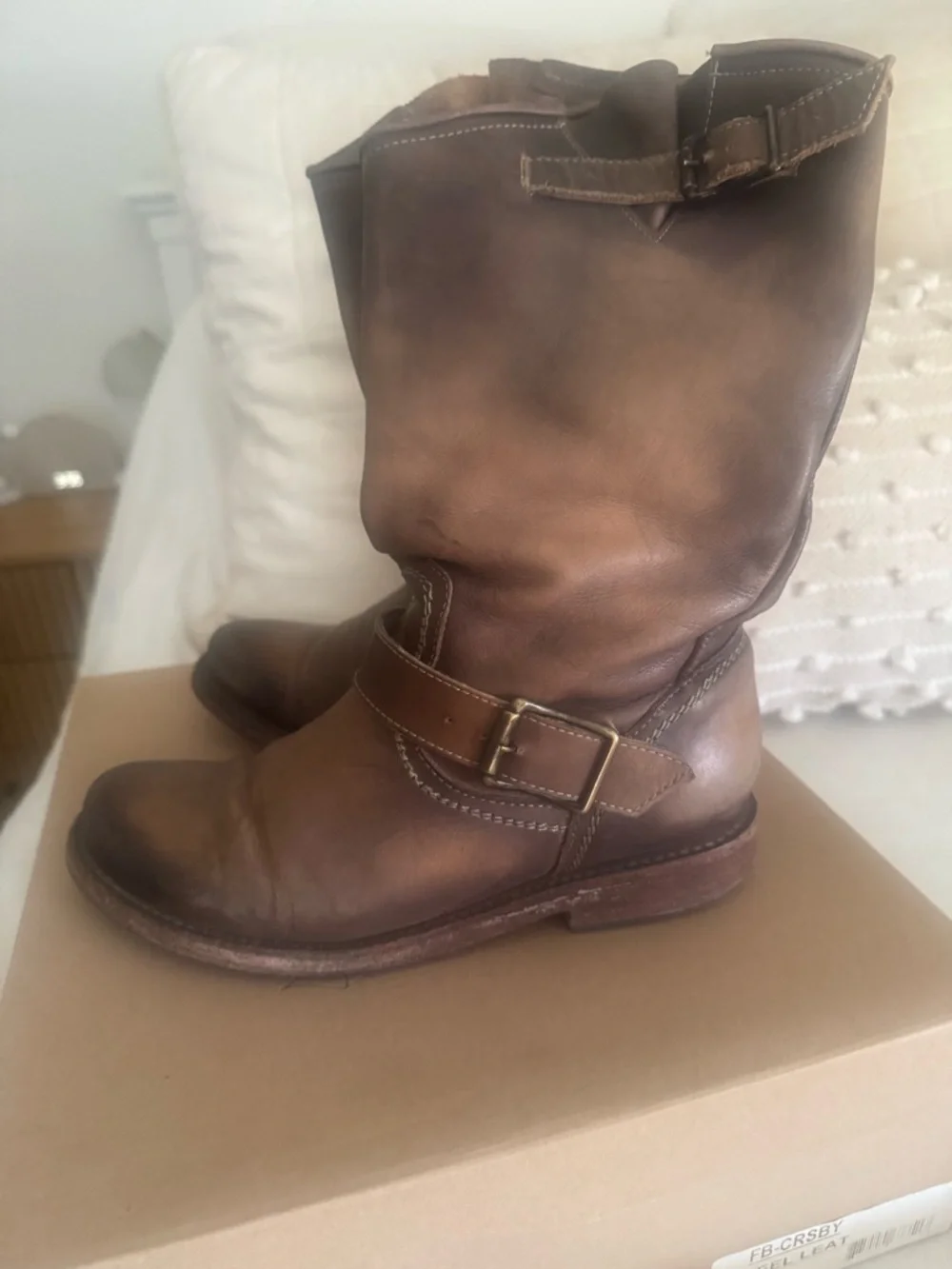 Freebird by Steven CROSBY MOTO BIKER BOOTS NIB Gray Brown - Picture 2 of 11